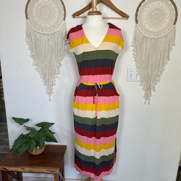 torrid Dresses & Skirts - Torrid colorful striped midi dress with pockets and tie waist medium